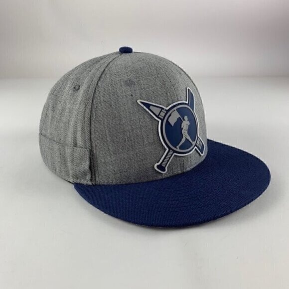 Baseballism Mens Gray Navy Blue Penciled In Snapback Hat - Picture 1 of 7